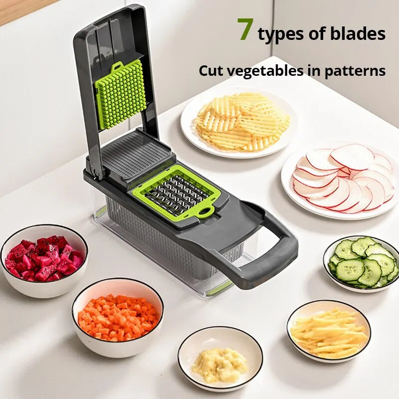 1Pc Green Black 12 in 1 Multifunctional Vegetable Slicer Cutter Shredd –  The Merch Perch